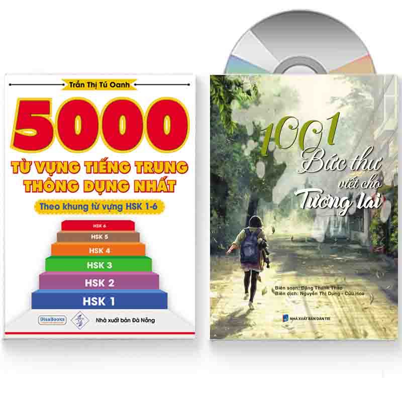 Sách - Combo: 5000 từ vựng tiếng Trung thông dụng nhất + 1001 bức thư viết cho tương lai + DVD quà tặng