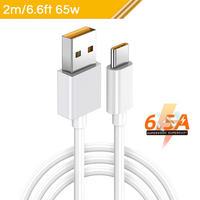 Dây Cáp Sạc Nhanh 6.5A 65W Type-C USB C Cho Realme GT 2 9 Pro 8 7 X50 OPPO Find X2 Reno 3 30W