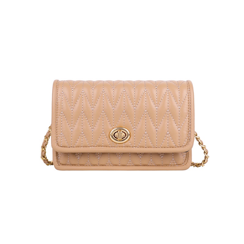 Túi đeo vai hình vuông cỡ nhỏ thêu họa tiết phối dây xích thời trang mùa thu 2021