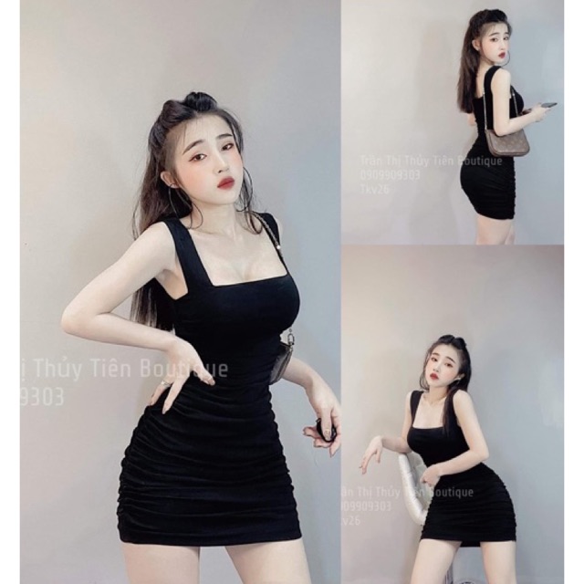 Đầm body nhún 2 dây bản to thun borip - S5T | BigBuy360 - bigbuy360.vn