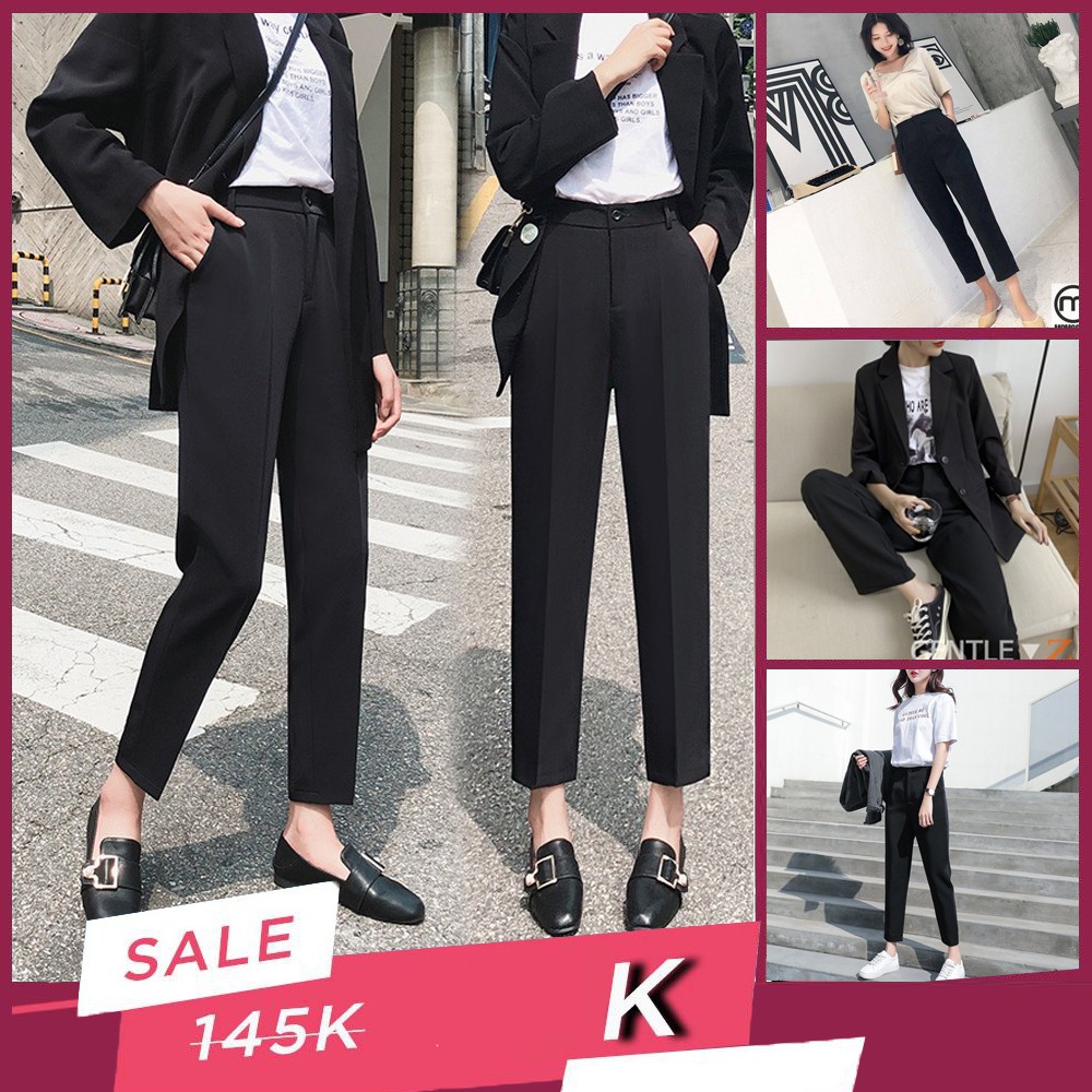 Quần Baggy Nữ Lưng Cao(BIGSIZE  đến 90kg) - Kiểu Quần Tây Nữ Hàn Quốc BASI Dễ Phối Đồ Đi Học - Đi làm - Đi Chơi