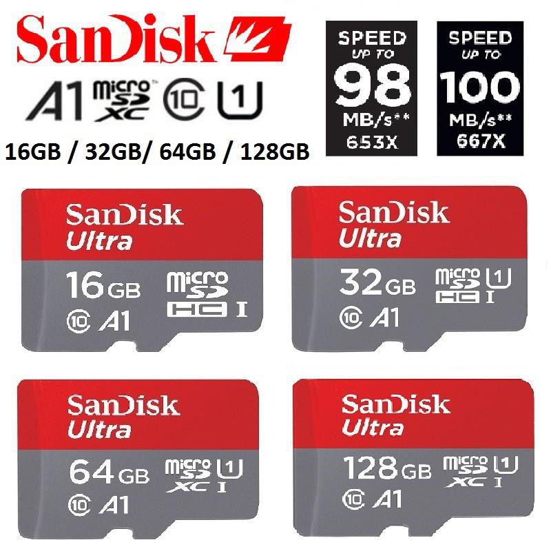 Thẻ nhớ MicroSDXC SanDisk Ultra A1 64GB Class 10 U1 100MB/s box Anh (Đỏ) - No Adapter