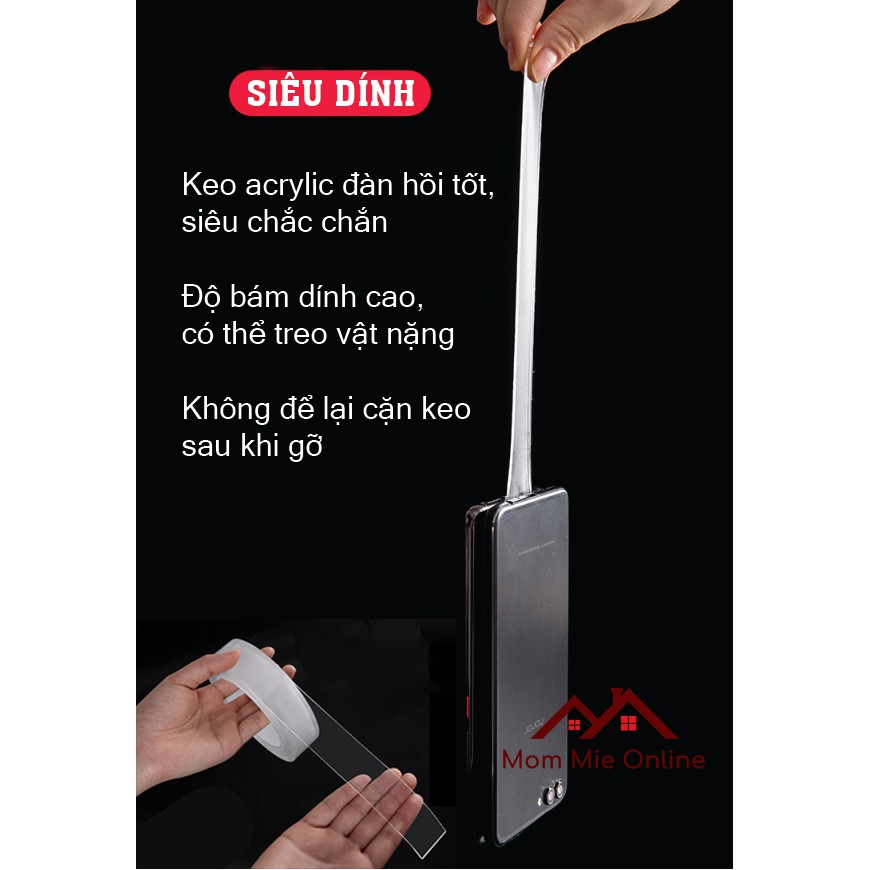 Cuộn băng dính hai mặt đa năng siêu bám, trong suốt, dài 1m - 5m - B140