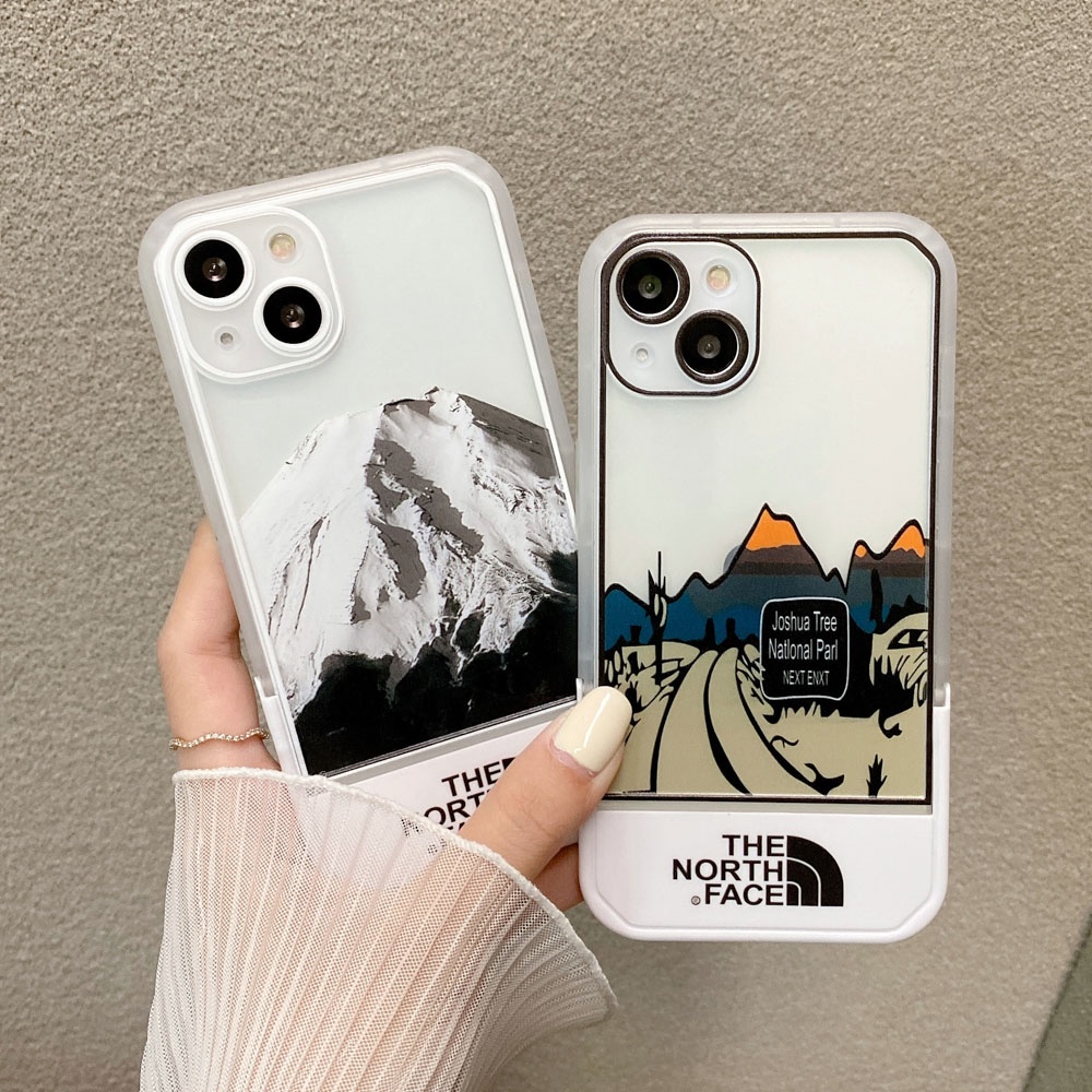 THE NORTH FACE Ốp Điện Thoại Trong Suốt Kèm Giá Đỡ Họa Tiết Hoạt Hình Dễ Thương Cho iPhone 11 12 13 Pro Max XS Max XR X 6 6S 7 8 Plus SE 2 3