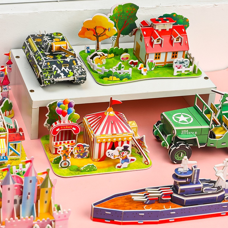 Bộ Thẻ Đồ Chơi Ghép Hình 3D Ba Chiều DIY Giáo Dục Sớm Cho Bé