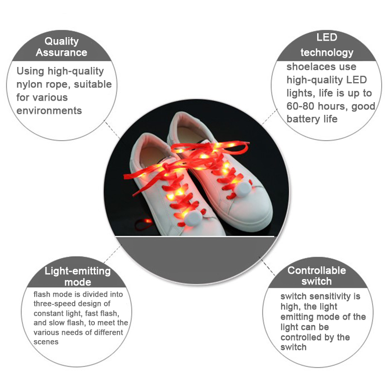 110cm Fashion LED 7 Color Luminescent Shoelace Flash Lace Night Running Shoelace