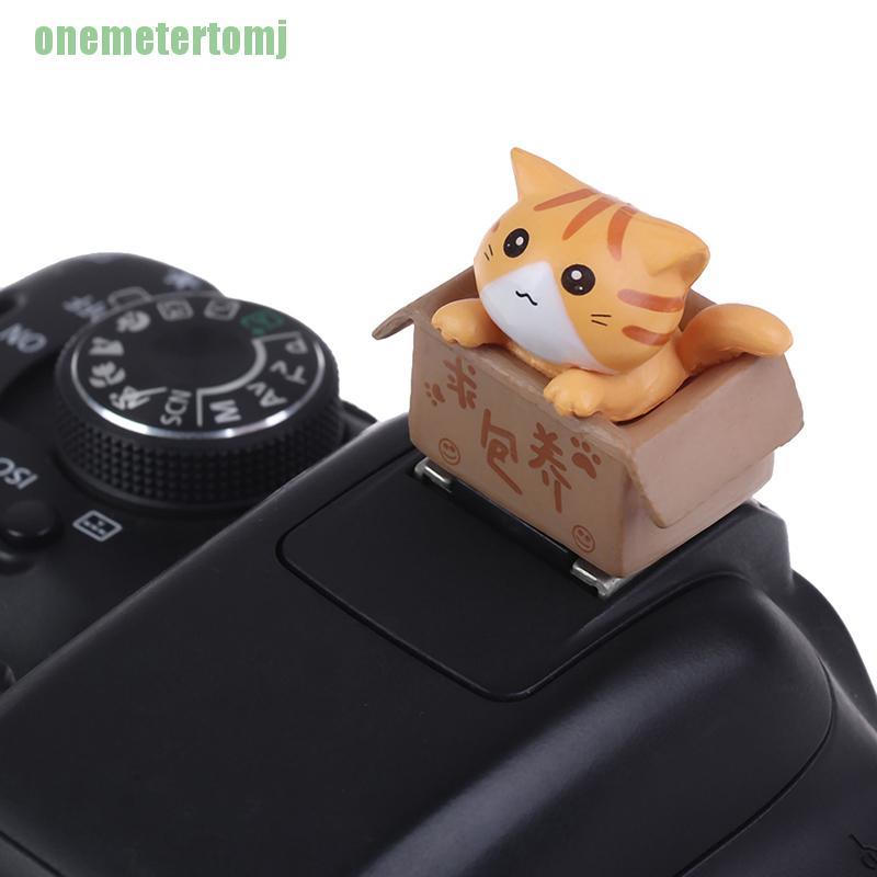 Mô hình mèo ngồi trong hộp gắn ở vị trí Hotshoe trên camera thay thế nắp đậy tiện dụng