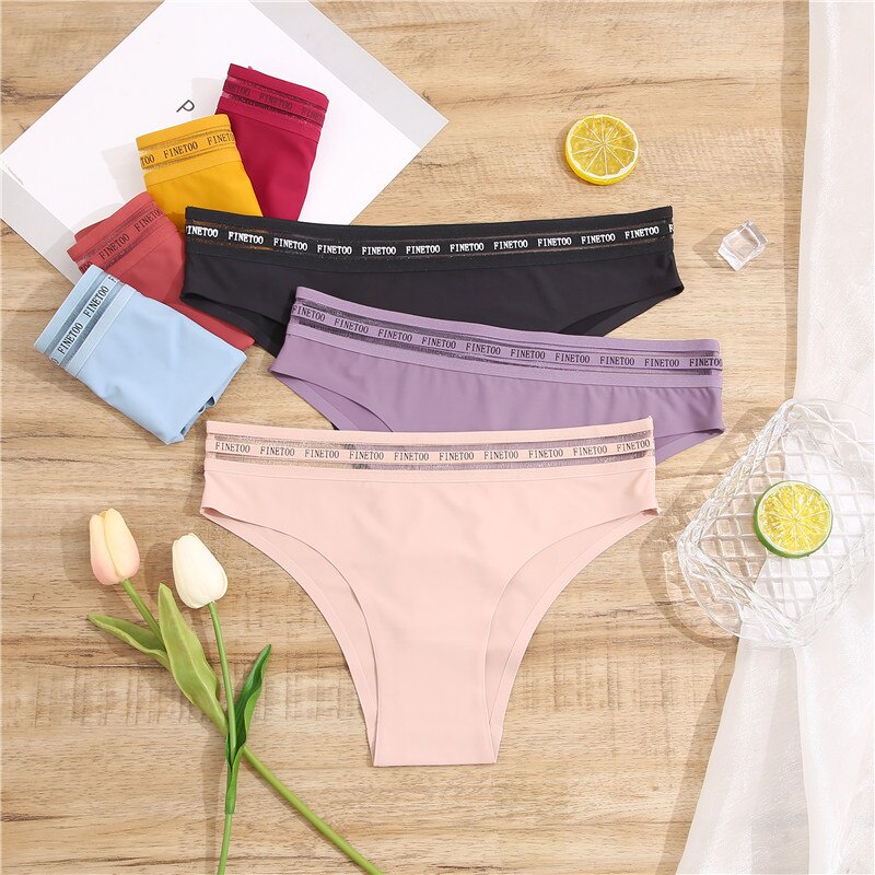 FINETOO Women Seamless Soft Panty M-XL Sexy Underwear Low-Waist Solid Color Female Lingerie
