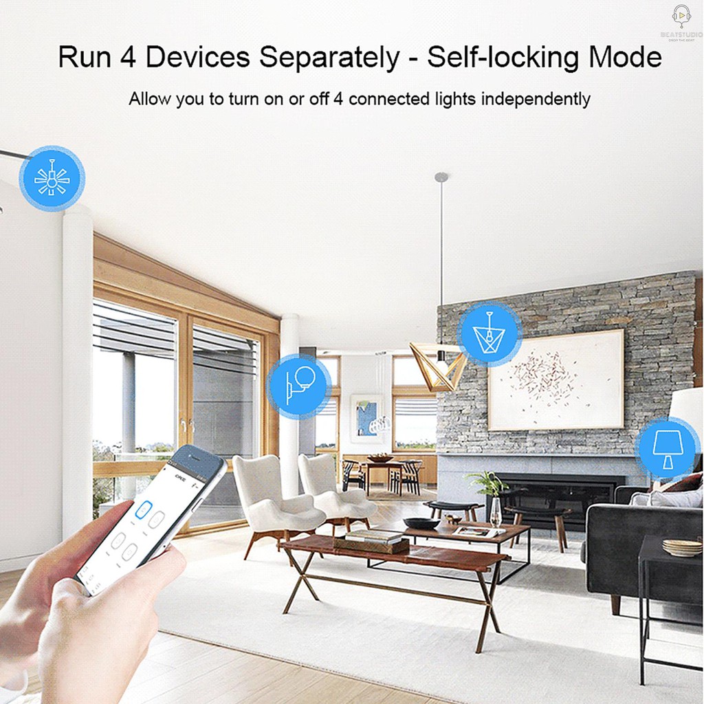 Công Tắc Wifi Thông Minh Bs Sonoff 4ch R3 Itead 4 Din 4 Chiều Cho Amazon Alexa & Google Home / Home