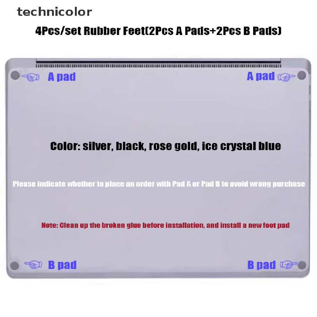 Set 4 Đệm Cao Su Chống Trượt Nhiều Màu Sắc Cho Laptop 3 4