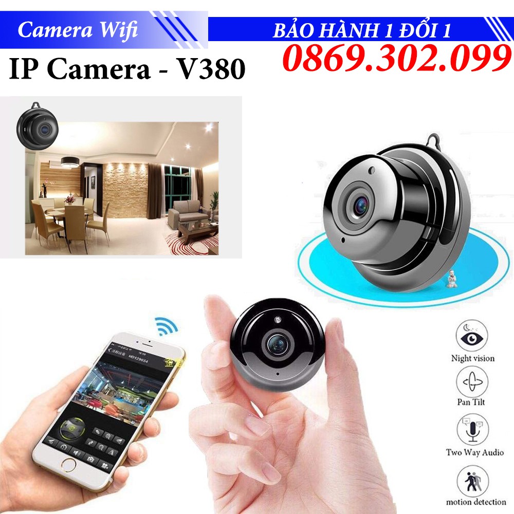 Camera mini Wifi Góc Rộng HD V380 E06 - Giám Sát Hồng Ngoại + Tặng đèn led USB