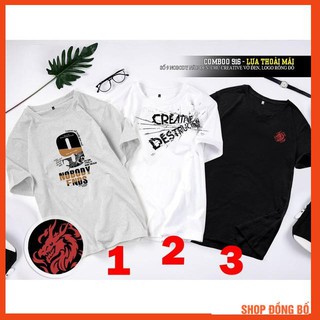 Áo phông Số 9 Nobody nâu đen, chữ Creative vỡ đen, Logo rồng đỏ - Áo phông cho nam và nữ 916