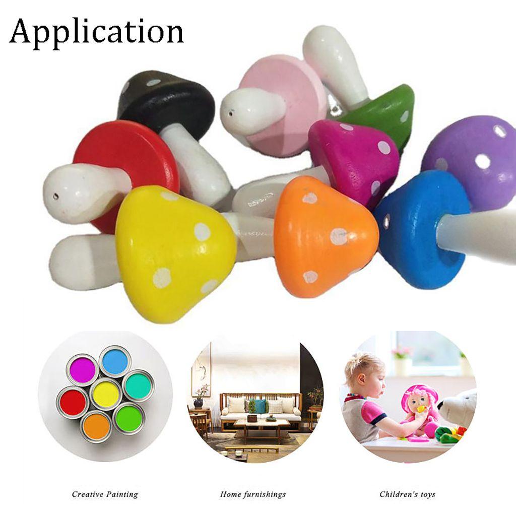 Set 1 / 10 Mô Hình Cây Nấm Bằng Gỗ Nhiều Màu Sắc Dùng Trang Trí Xinh Xắn