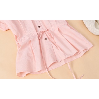 Áo kiểu rút eo KACHISA màu hồng pastel