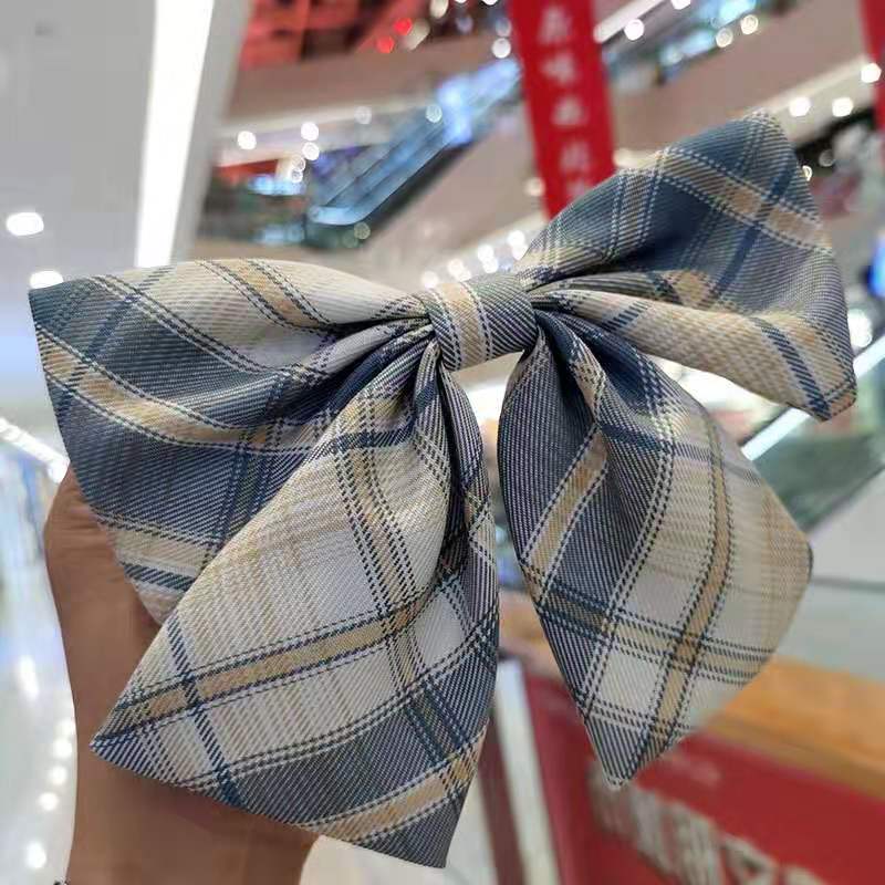 Kẹp tóc nơ họa tiết caro phong cách Hàn Quốc