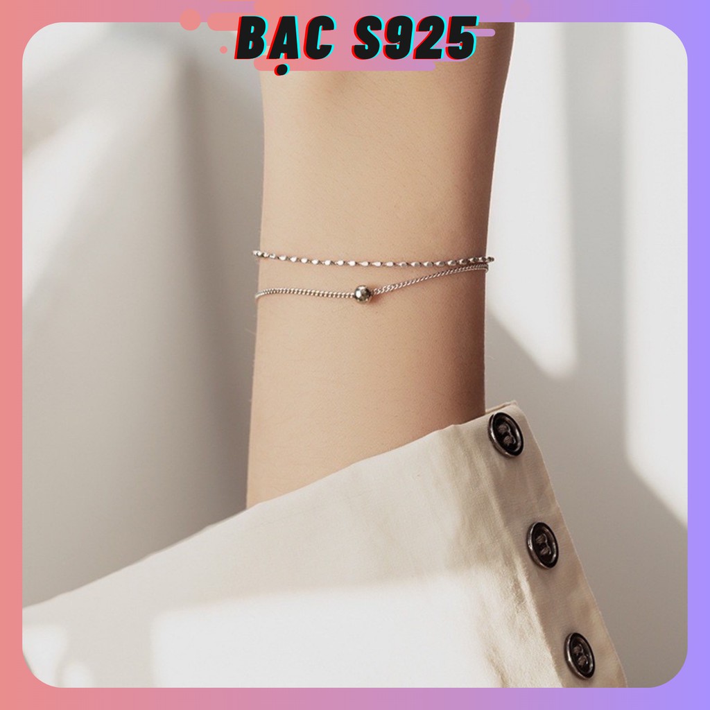 Vòng tay bạc 925 nữ dây đôi đơn giản [Chillee][VT-011]