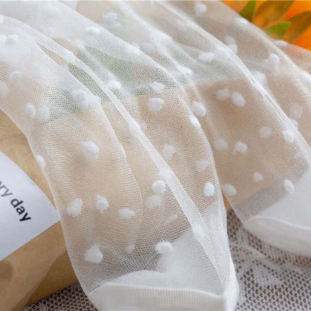 Vớ dài bằng lụa mỏng họa tiết chấm bi phối ren phong cách Nhật Bản cho nữ