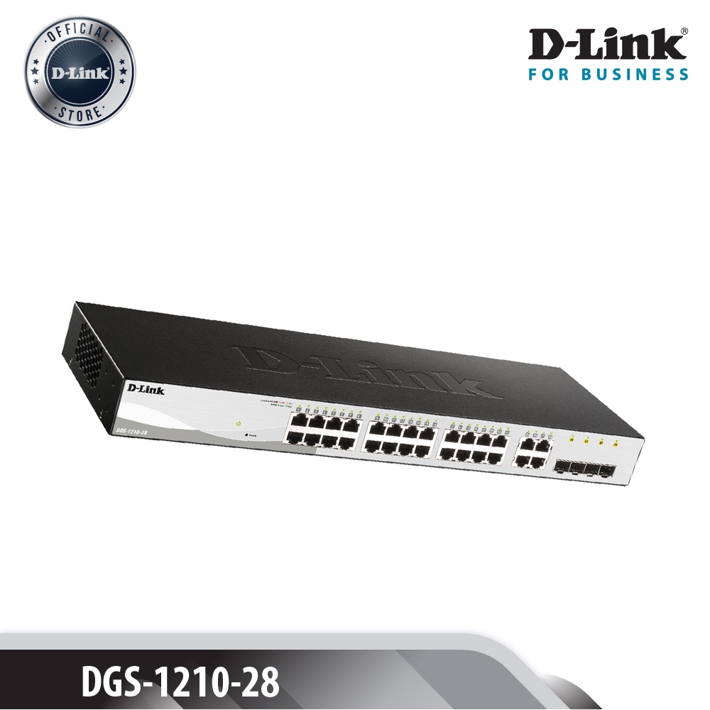 D-LINK DGS-1210-28 - Bộ chia cổng mạng 28 cổng 24 x 10/100/1000Mbps + 4 x Gigabit RJ45/SFP