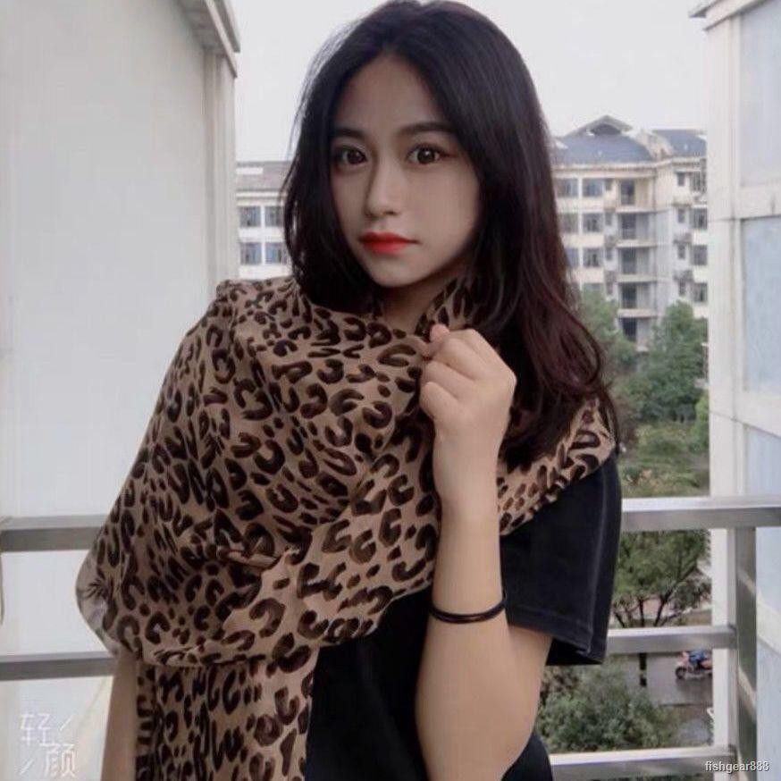 Khăn Choàng Cổ Dài Vải Chiffon Họa Tiết Da Báo