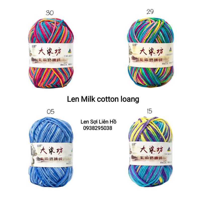 Len Milk cotton màu loang 50g