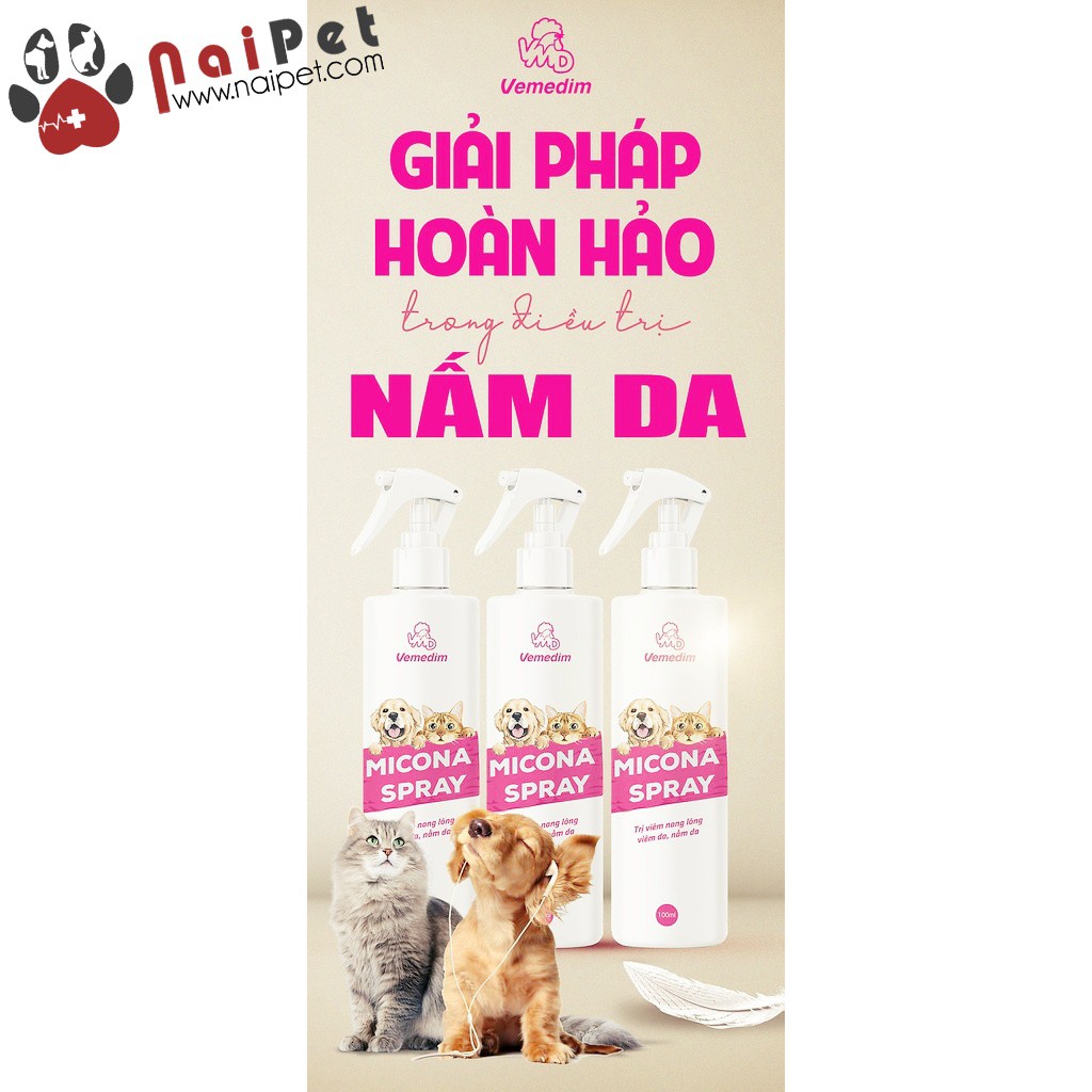 Dung Dịch Xịt Chữa Viêm Nang Lông Viêm Da Nấm Da Micona Spray Vemedim Chai 100ml