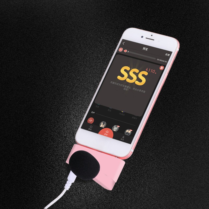 CRE  Mobile Phone Live Broadcast Microphone with Earphone Jack Omnidirectional Condenser Mic for Smartphone Recording Video