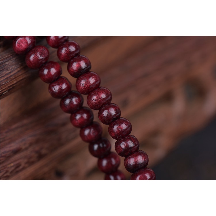 Vòng Tay Chuỗi 108 Hạt Gỗ Đàn Hương Đỏ May Mắn Đường Kính 6mm Thời Trang Cho Nam Và Nữ