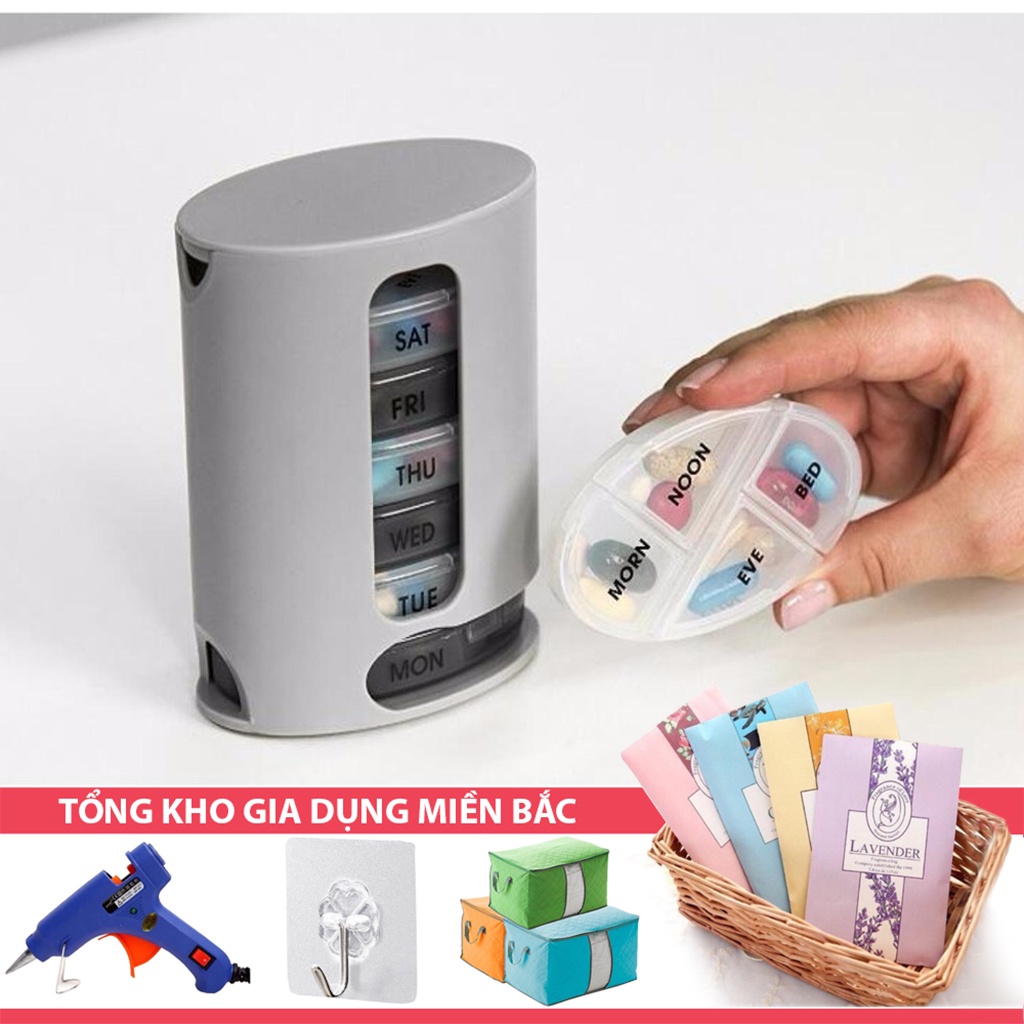 [Tổng Kho Sỉ] Hộp Khay Chia Ngăn Thuốc 7 NGÀY 7 TẦNG Xám - Khay Đựng Thuốc Y Tế Gia Đình Hàng Ngày Mini Nhỏ Gọn Bỏ Túi
