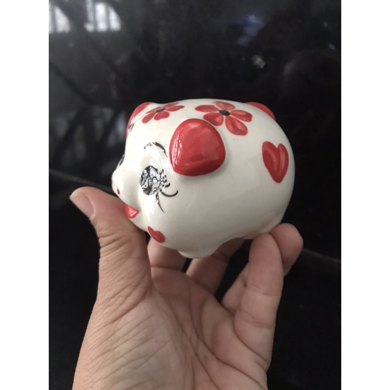 Heo sứ mini bông hoa