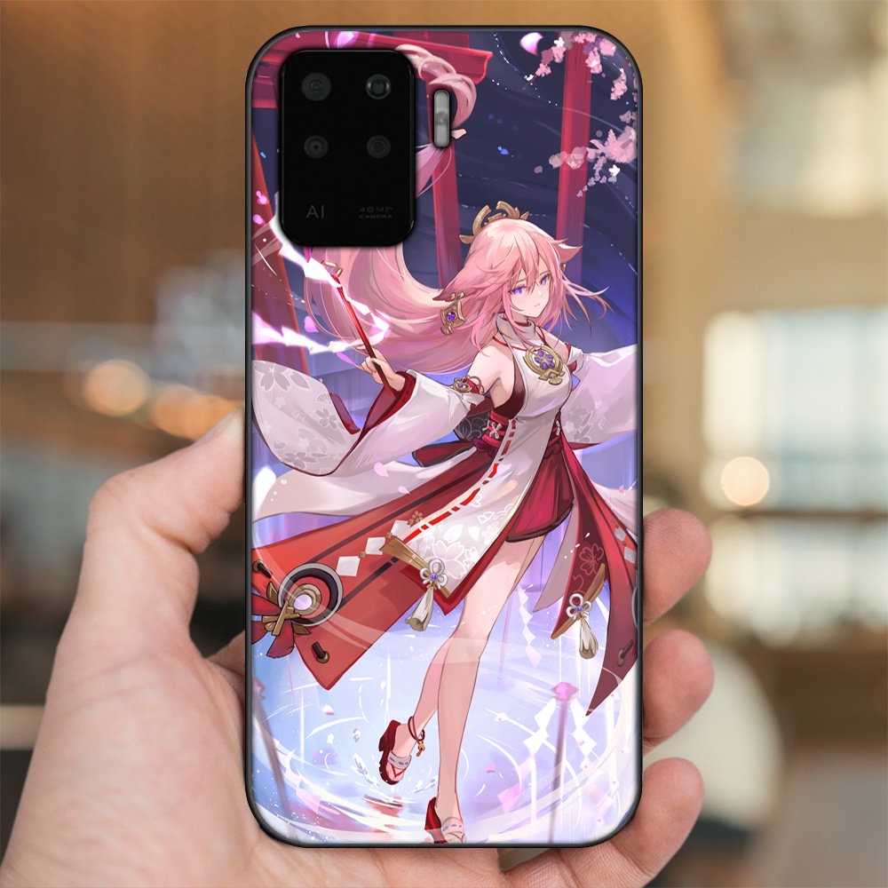 Ốp lưng Oppo A94 viền đen in hình Yae Miko Genshin Impact