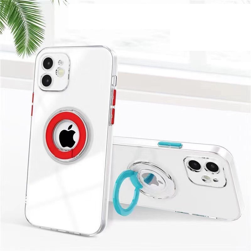 Ốp iphone - Ốp lưng dẻo trong suốt kèm iring màu, nút màu dành cho Iphone 7plus/8plus/x/xs/xsmax/11/11promax, 12promax