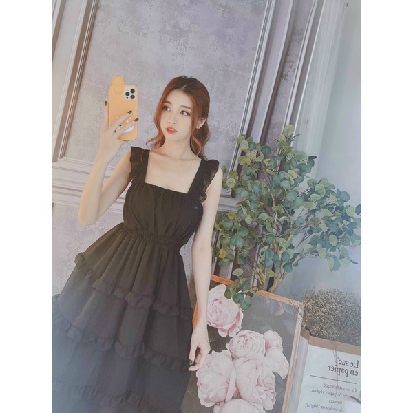 Đầm maxi cánh tiên phối tầng bèo dáng dài siêu xinh có mút-hình thật.