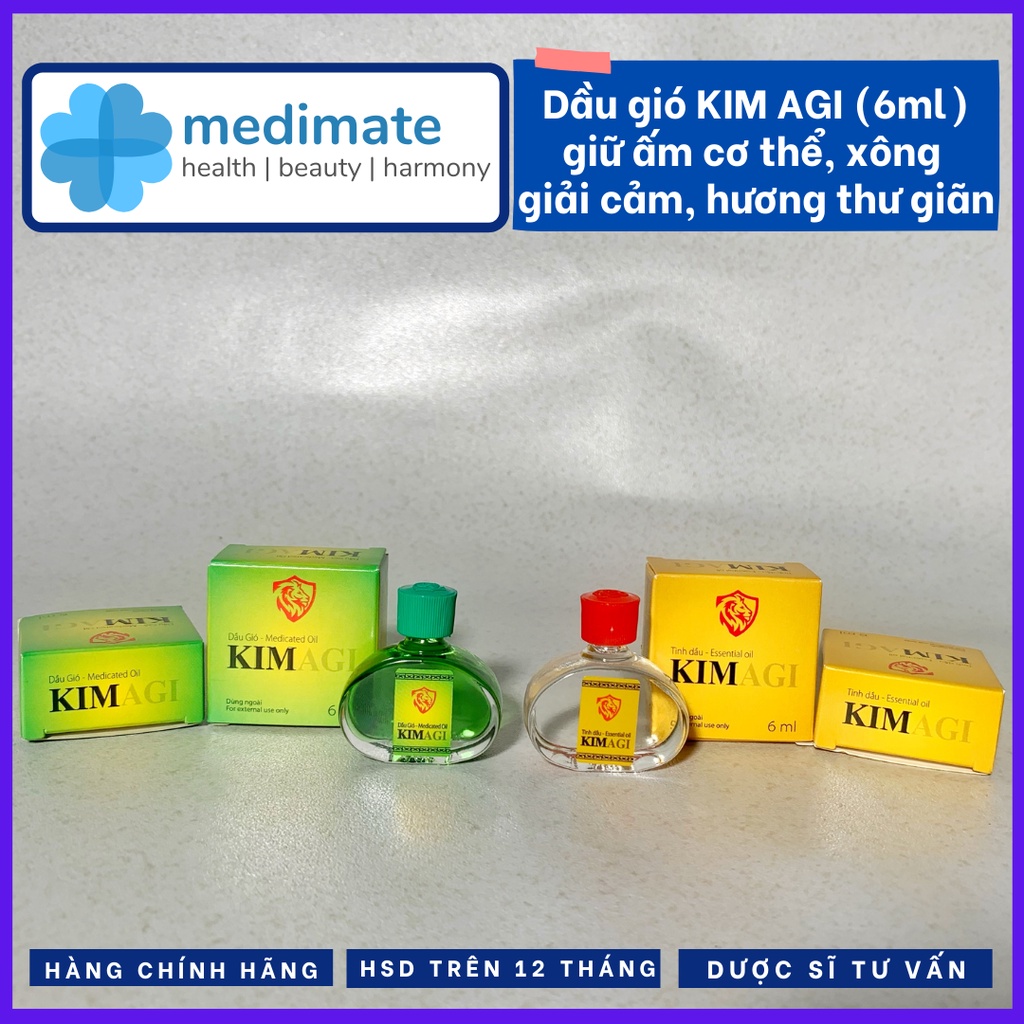 Dầu gió KIM AGI giữ ấm cơ thể, xông giải cảm, hương thư giãn (chai 6ml)