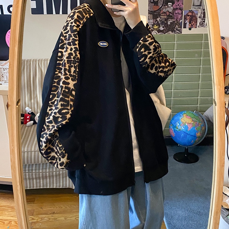 Áo Khoác Họa Tiết Da Báo Phong Cách Hip Hop Thời Trang Cho Nam