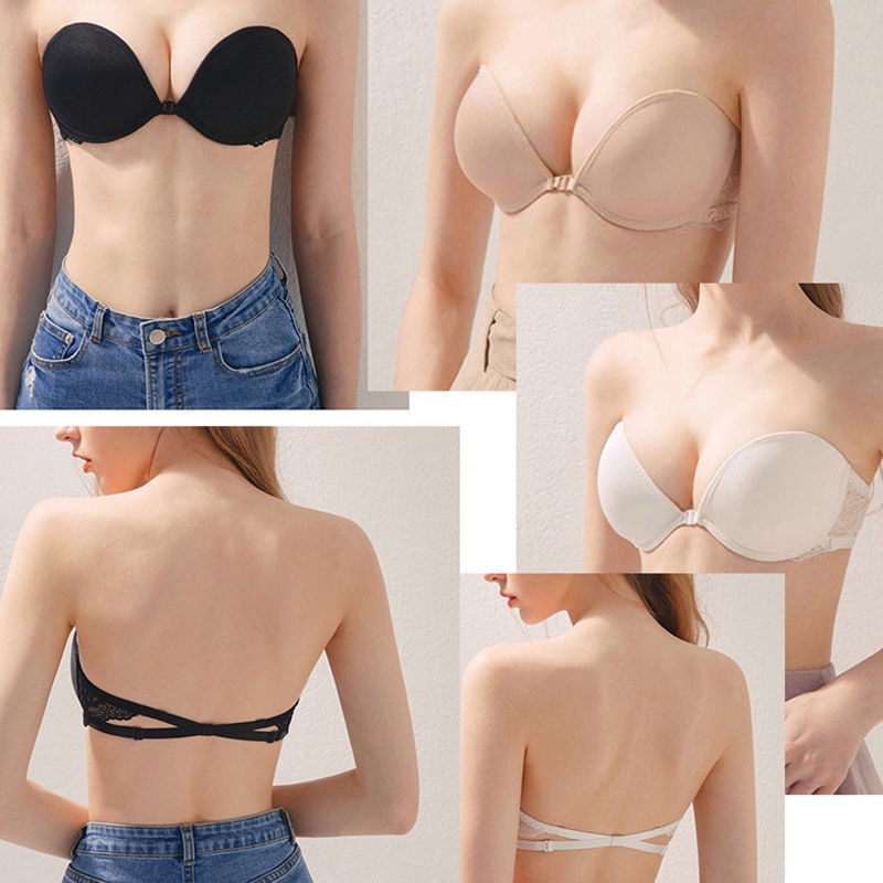 Áo Ngực Su Đúc Không Dây Có Gọng Cài Trước Dây Lưng Phối Ren Quyến Rũ DAN L&amp;U 759