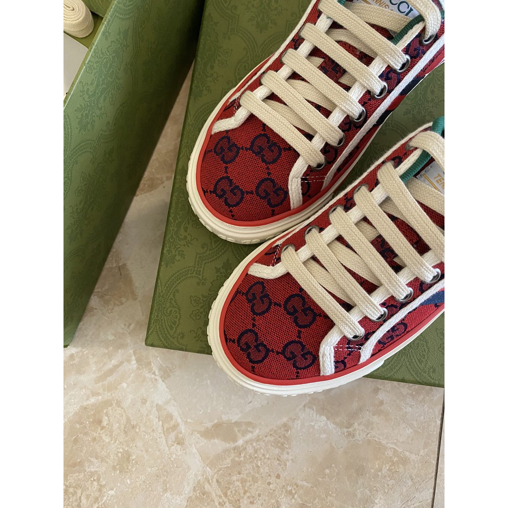 Giày sneakers nữ da thật GUCCI GG GC thiết kế họa tiết cổ điển mang phong cách retro