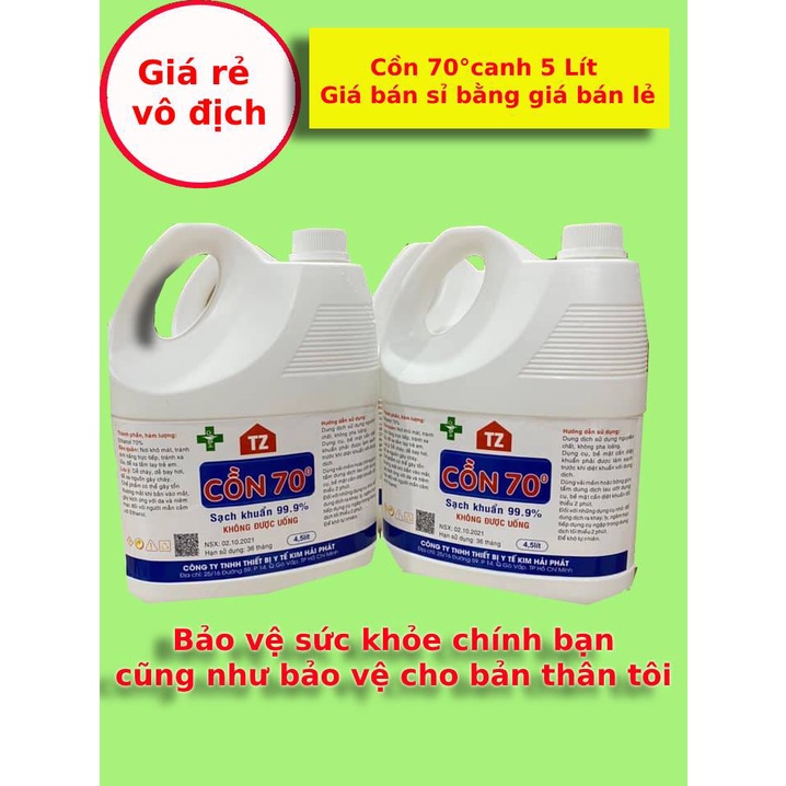 cồn y tế canh 5 lít ethanol giá bán lẻ bằng giá bán sỉ