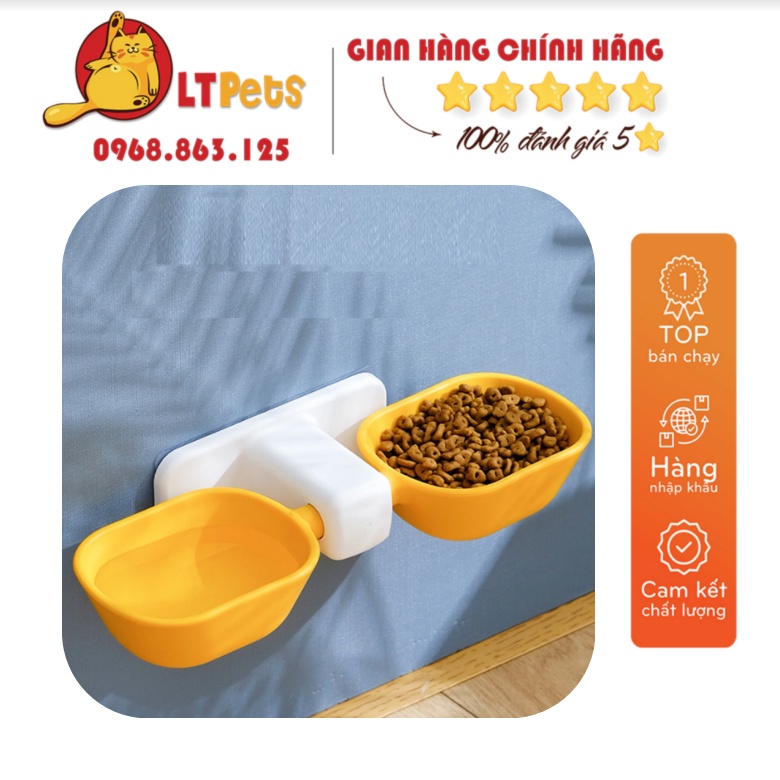 Bát đôi đựng thức gắn dán tường cho thú cưng chó mèo LTPets