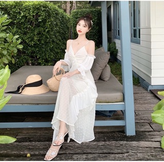 VÁY MAXI TRẮNG TIỂU THƯ CHẤT ĐẸP SẴN