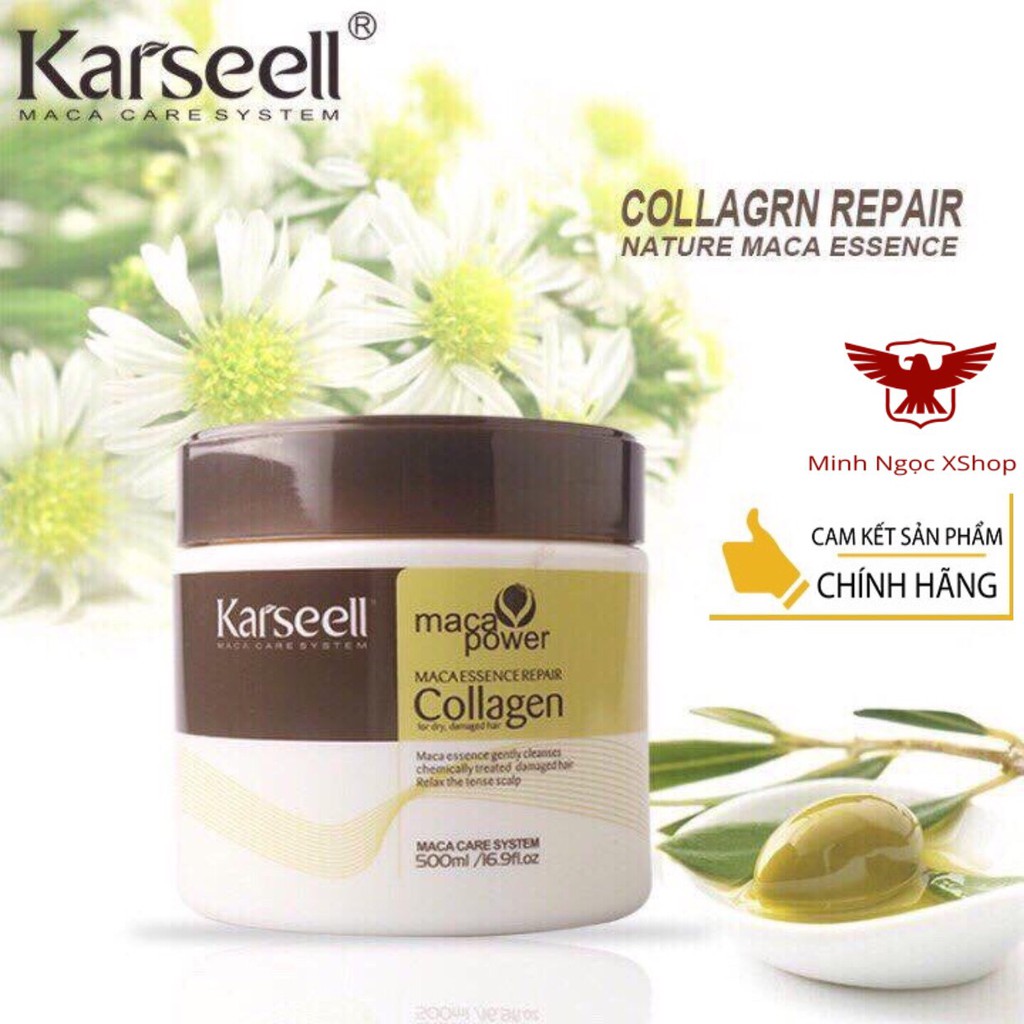 [Rẻ Vô Địch] Kem Hấp - Ủ- Xả Phục Hồi Tóc Collagen Karseell Maca Dạng Hũ 500 ml