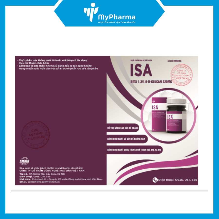 ISA (320mg Beta-glucan) – Kích hoạt hệ miễn dịch vượt trội.