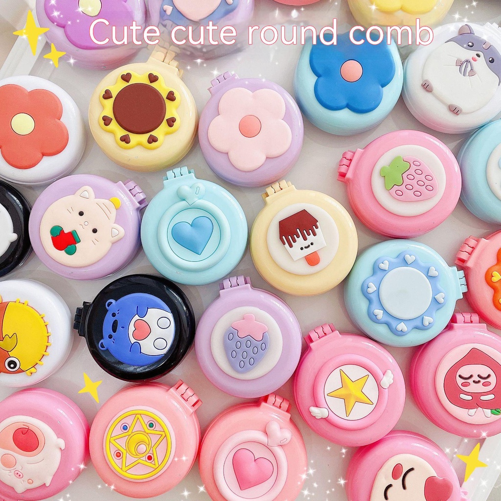 Lược Chải Tóc Túi Khí Mát Xa Trang Điểm Hình Hoạt Hình Dễ Thương Có Thể Gấp Gọn