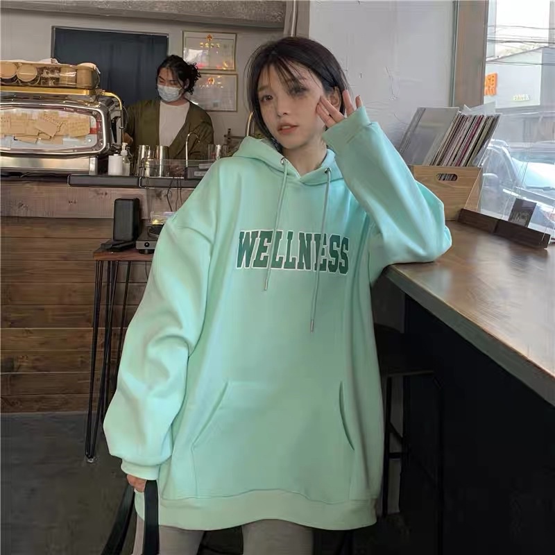 Áo Hoodie Nỉ Bông Unisex WELLNESS Dài Tay Túi Bụng