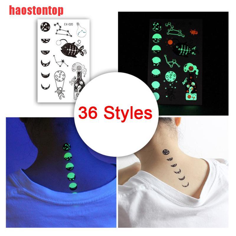 Miếng Dán Hình Xăm Tạm Thời Chống Thấm Nước Màu Dạ Quang
