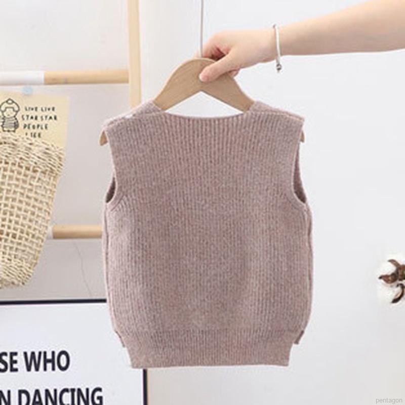 Áo khoác ghi lê dệt kim cổ chữ v thời trang thu đông cho bé