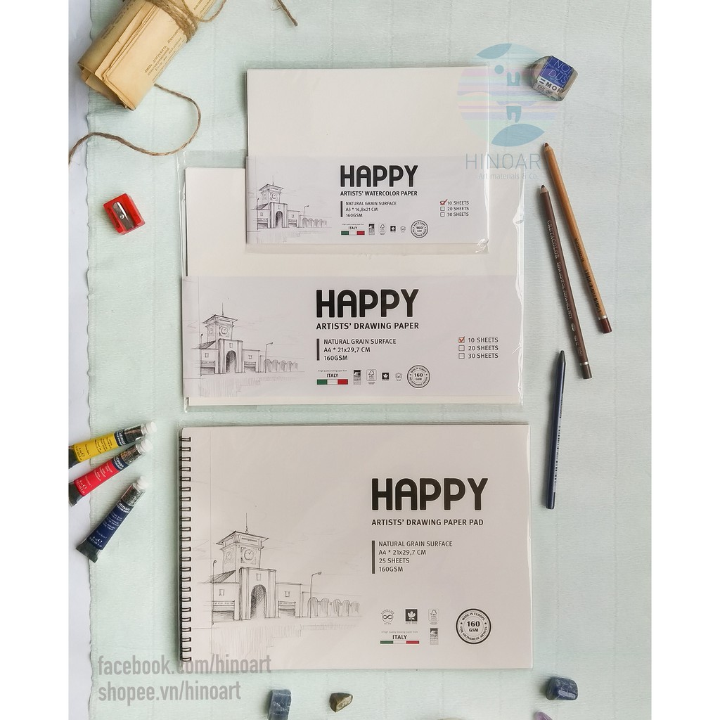 Giấy vẽ chì Happy Drawing dùng cho phác thảo 160gsm-200gsm tập 10 tờ