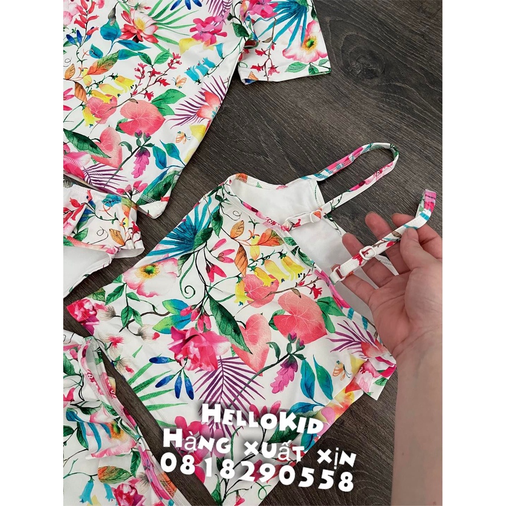 B321 - Bộ bơi hoa lá xanh hồng Nxt bé gái