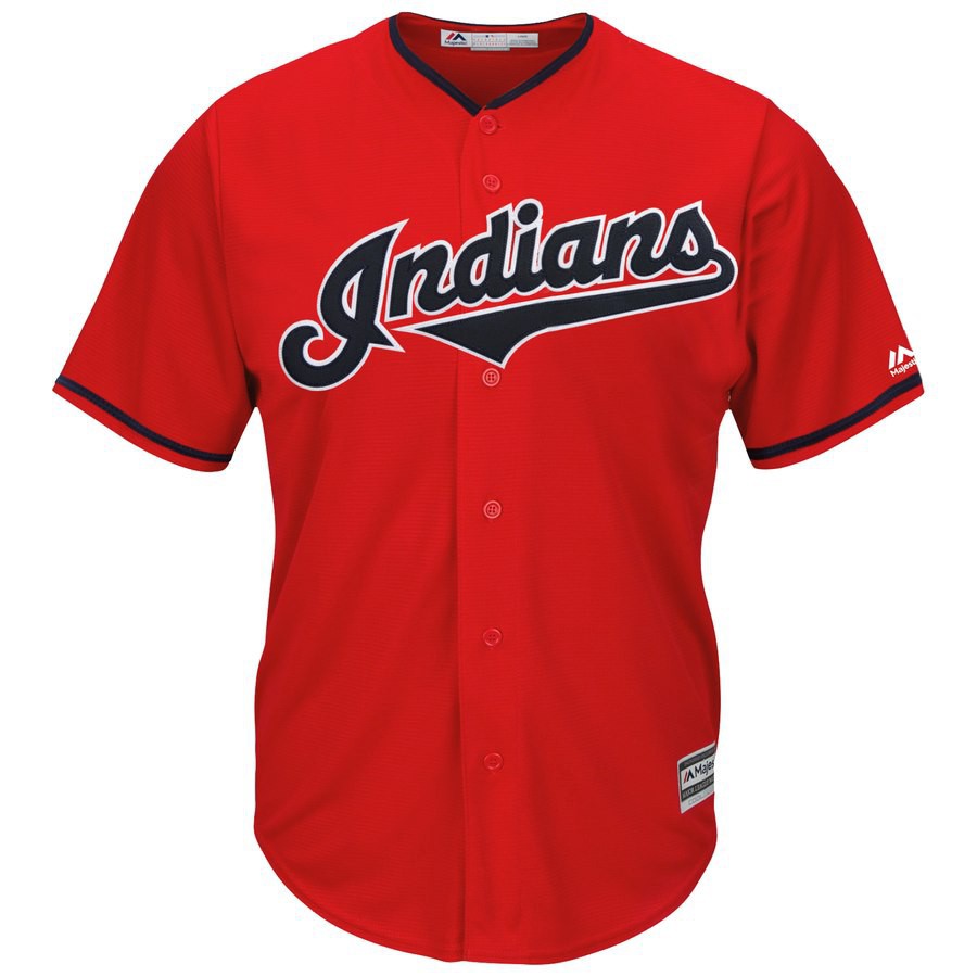 Áo Khoác Bóng Chày Thể Thao Giản Dị MLB Cleveland Indians Jersey Plus Size