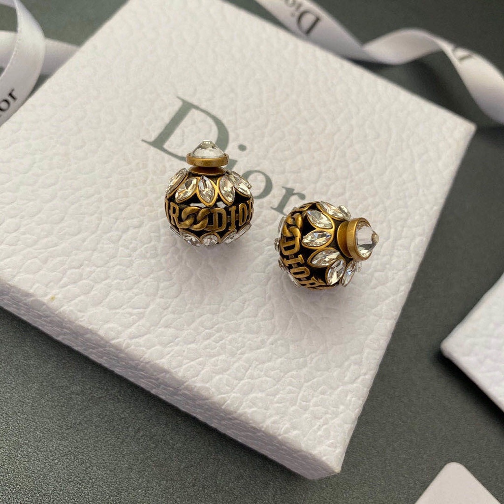 Khuyên Tai Tròn Khắc Chữ Dior Bằng Thép Titanium Thời Trang Cho Nữ