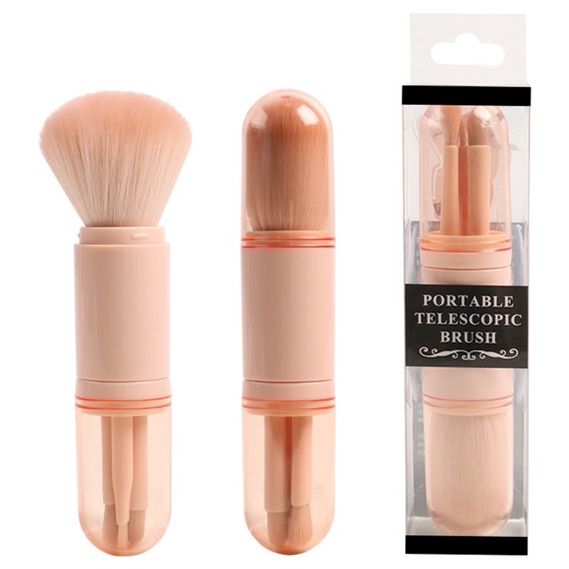 Bộ cọ trang điểm mắt má 4 in 1, set cọ trang điểm thu gọn bỏ túi siêu xinh chảnh